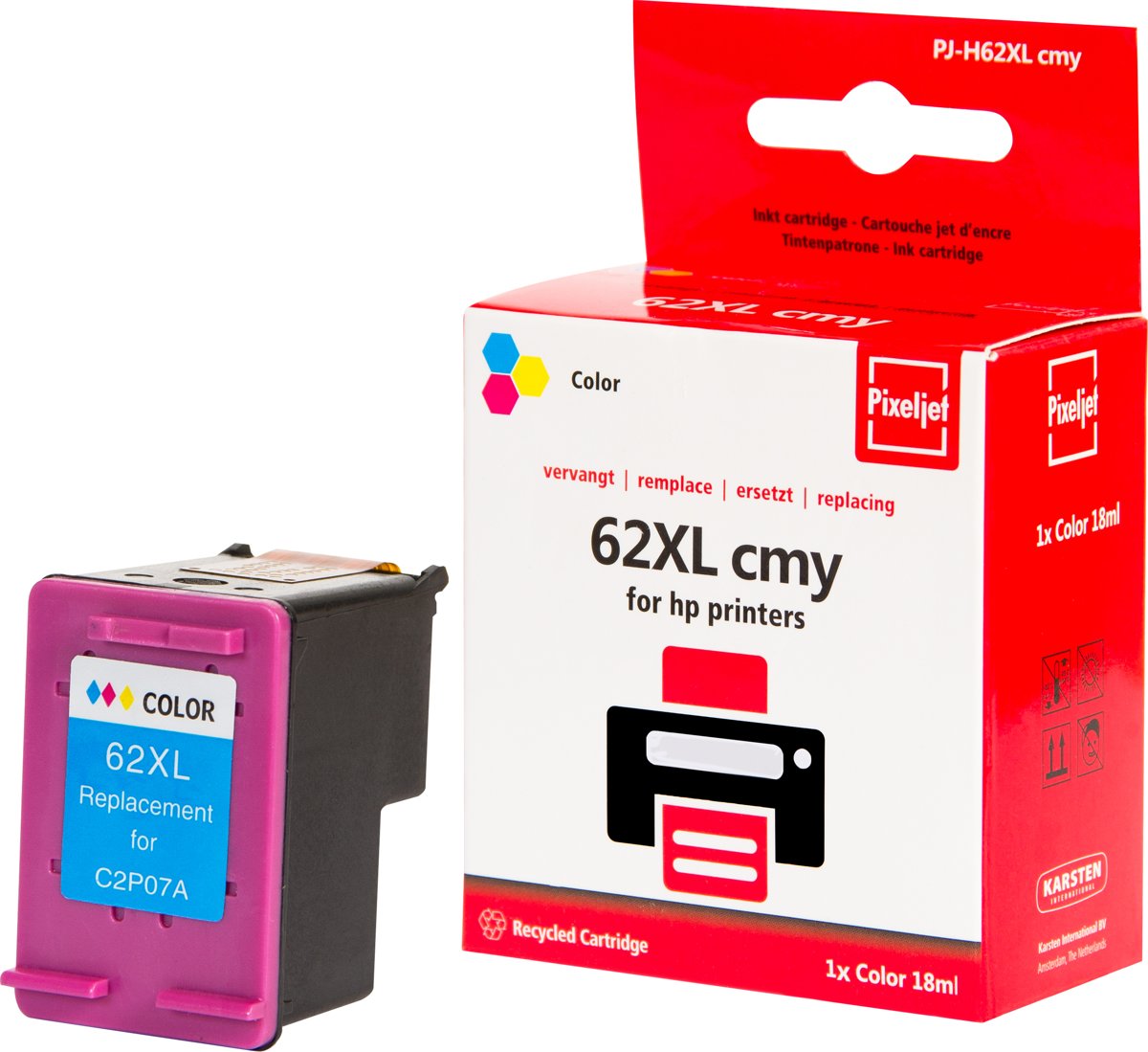 HP 62XL inktcartridge kleur |Cyaan|Magenta|Geel| - Pixeljet